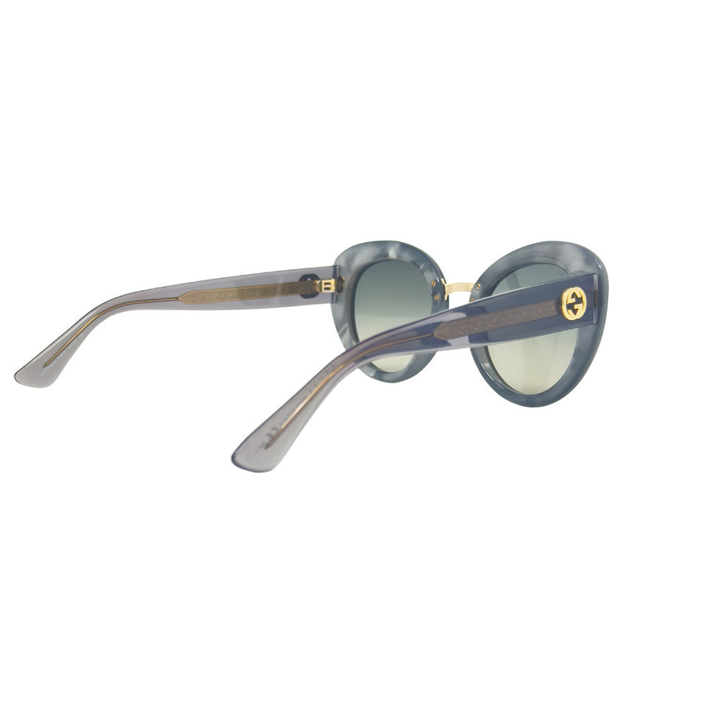 Gucci Sunglasses GG Logo Interlocking Gold‎ Tone Gray Marble Oversize Cat-Eye - Picture 6 of 8